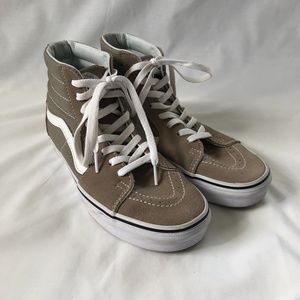 Vans Skateboard Shoe Tan Suede Hightop Men's Size 6.5. Women's Size 8.